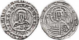 John V Palaeologus, 1341-1391. Stavraton (Silver, 25 mm, 8.31 g, 7 h), Class IVa, Constantinopolis, Phase VI, 1379-1391. Nimbate bust of Christ facing...