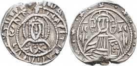 John V Palaeologus, 1341-1391. Stavraton (Silver, 26 mm, 8.37 g, 7 h), Class IVb, Constantinopolis, Phase VI, 1379-1391. Nimbate bust of Christ facing...