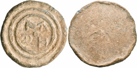 LEVANTINE REGION. Uncertain. 1st-3rd centuries. Weight of 1 Libra (Lead, 79 mm, 327.00 g). Monogram of MΛ above ΘΗ (?) within two circles. Rev. Blank....
