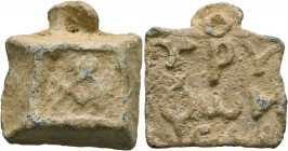 WESTERN ASIA MINOR. Uncertain. In the name of Tryphon, magistrate, 1st-3rd centuries AD. Weight of 1 Ounkia (Lead, 22x27 mm, 29.78 g). A. Rev. TPY/ΦⲰИ...
