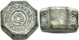 ISLAMIC. Circa 10-13th centuries. Weight of 15 Dirhams (Bronze, 21 mm, 42.09 g), an octagonal coin weight with plain edges. All faces covered with 'bi...