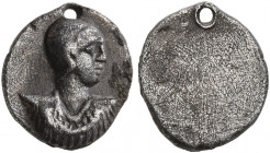 ROMAN. Uncertain, circa 3rd-4th centuries. Uniface Pendant (Silver, 9 mm, 0.64 g). Draped bust of a young man to right. Rev. Blank. Very fine.