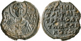Demetrios, metropolitan bishop of Kyzikos, 10th century. Seal (Lead, 21 mm, 7.14 g, 12 h). AΓ, / ΔH/M'-TPI/Є RO/HΘ, Bust of St. Demetrios, nimbate, we...