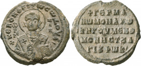Germanos, monk and abbott of the Monastery of St. Phokas, 10th century. Seal (Lead, 26 mm, 9.73 g, 12 h). +KЄ ROHΘЄI TⲰ CⲰ ΔOVΛ, ("Lord, help your ser...
