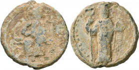 Alexius I Comnenus, 1081-1118. Seal (Lead, 29 mm, 19.94 g, 12 h). IC - XC Christ, wearing nimbus cruciger, seated facing on high-backed throne, raisin...