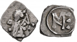 MEROVINGIANS. Marseille. Circa 700-710. Denier (Silver, 11 mm, 1.04 g, 4 h), Nemfidius, patrician. Bearded and diademed bust to right; to right, cross...