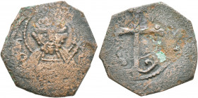 CRUSADERS. Antioch. Bohémond I, 1098-1111. Follis (Bronze, 23 mm, 4.29 g, 3 h). Nimbate bust of St. Peter facing, wearing tunic, raising his right han...