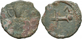 CRUSADERS. Edessa. Baldwin I, 1098-1100. Follis (Bronze, 25 mm, 6.40 g, 1 h). Nimbate and draped bust of Christ facing, raising his right hand in bene...