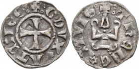 CRUSADERS. Duchy of Athens. Guillaume de La Roche, 1280-1287. Denier (Silver, 18 mm, 0.84 g, 5 h). :✠:G:DVX:DΛTЄNЄS: Cross pattée. Rev. :✠:ThЄBЄ(flowe...