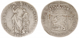 Bataafse Republiek (1795-1806) - Gelderland - 1 Gulden 1796 OVERSLAG 1795 (Sch. 90a / Delm. 1178/RR) - F/ZF / oplage: 42.200 ex. / zeer zeldzaam
