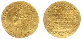 Bataafse Republiek (1795-1806) - Gelderland - Gouden Dukaat 1802 Gelderland (Sch. 18 RR / Jasek 296) - 3.45 gram - miniem klemspoortje - ZF / zeer zel...