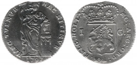 Bataafse Republiek (1795-1806) - Holland - 1 Gulden 1797 (Sch. 92c1 /R) met 'HOLL:*' en rond altaar met guirlande en met lint naar beneden hangend - Z...