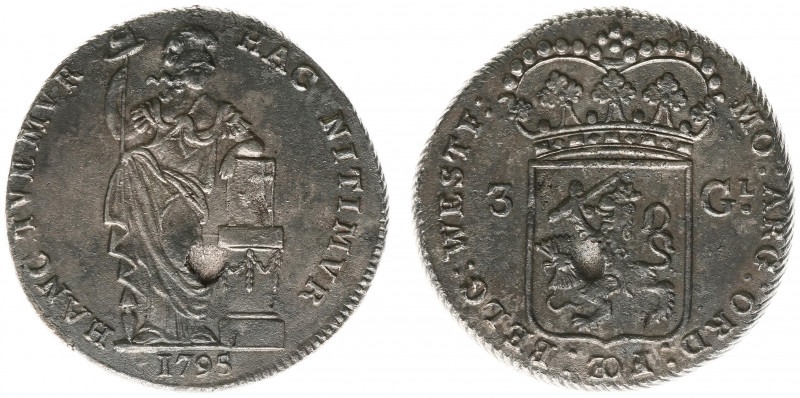 Bataafse Republiek (1795-1806) - West-Friesland - 3 Gulden 1795 met altaar zonde...