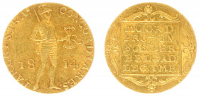 Koninkrijk NL Willem I als Soeverein-vorst (1813-1815) - Gouden dukaat 1814 muntteken wapenschild van de stad Utrecht (Sch. 200) - ZF/PR, defect muntp...