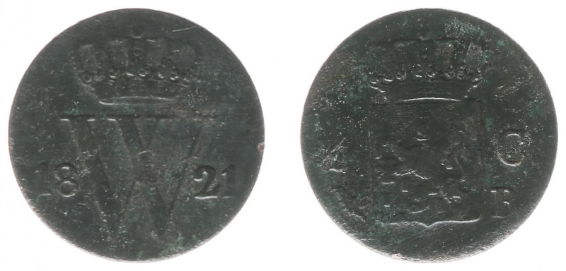 Koninkrijk NL Willem I (1815-1840) - ½ Cent 1821 B (Sch. 366/R) - ZG, zeldzaam