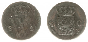 Koninkrijk NL Willem I (1815-1840) - ½ Cent 1821 B (Sch. 366/R) - ZG/FR, zeldzaam