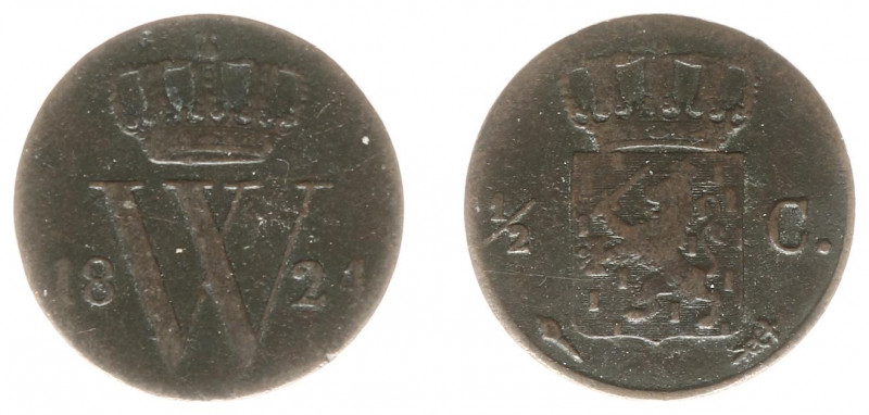 Koninkrijk NL Willem I (1815-1840) - ½ Cent 1824 U (Sch. 355) - FR-