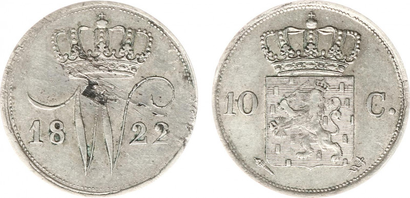Koninkrijk NL Willem I (1815-1840) - 10 Cent 1822 U (Sch. 304/R) ZELDZAAM - gesl...