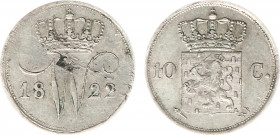 Koninkrijk NL Willem I (1815-1840) - 10 Cent 1822 U (Sch. 304/R) ZELDZAAM - geslagen op defect muntplaatje (kz), 1,61 gram, PR