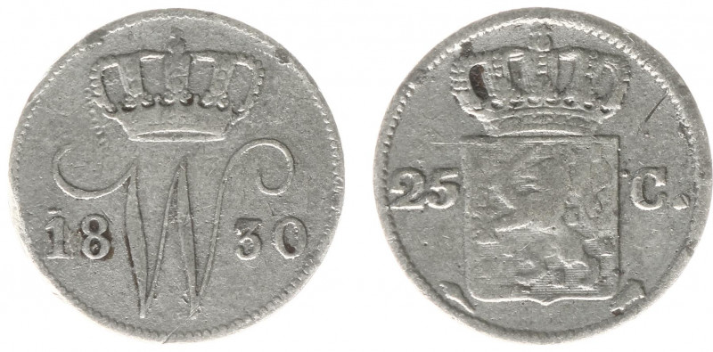 Koninkrijk NL Willem I (1815-1840) - 25 Cent 1830 U - contemporaine vervalsing g...