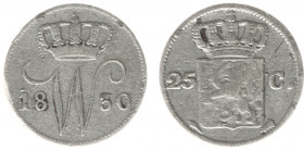 Koninkrijk NL Willem I (1815-1840) - 25 Cent 1830 U - contemporaine vervalsing gegoten van tin - 20,6 à 20,8 mm 3,23 gram - ZF-