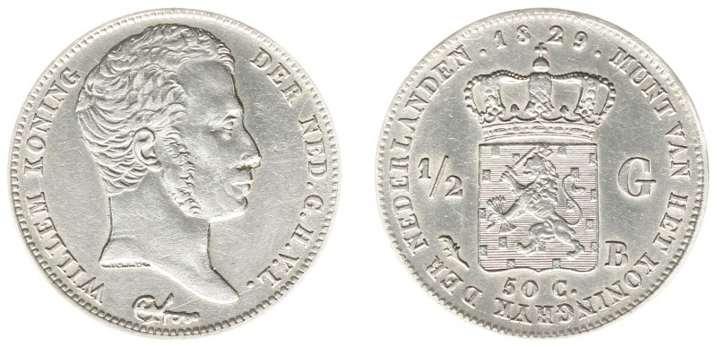 Koninkrijk NL Willem I (1815-1840) - ½ Gulden 1829 B UIT 1823 (Sch. 282) - ZF+, ...