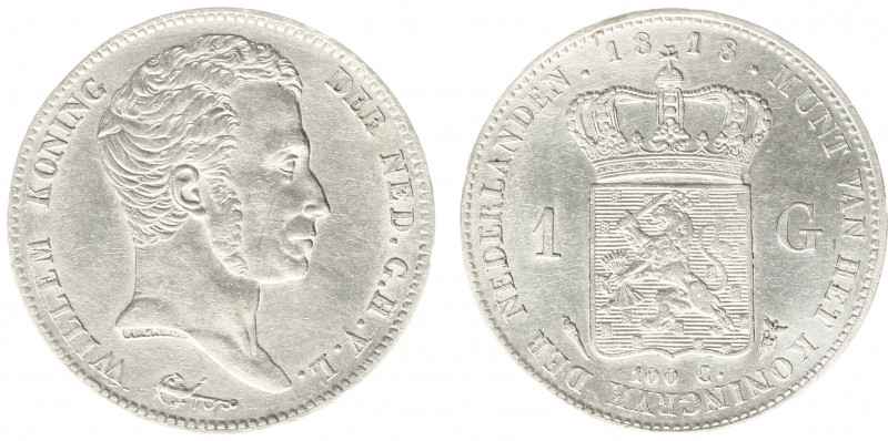 Koninkrijk NL Willem I (1815-1840) - 1 Gulden 1818 U (Sch. 258/RR) - PR-, krasje...