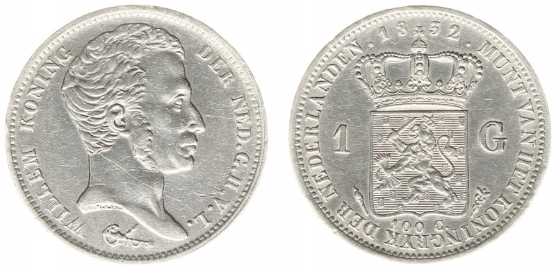 Koninkrijk NL Willem I (1815-1840) - 1 Gulden 1832 (Sch. 267) - ZF+, vz: kras op...