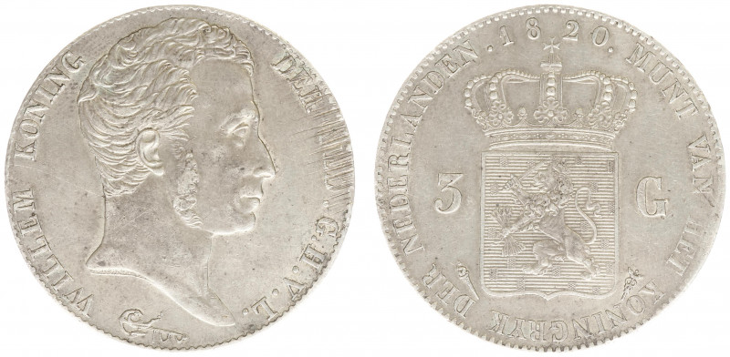 Koninkrijk NL Willem I (1815-1840) - 3 Gulden 1820 U (Sch. 242) - justeerspoortj...