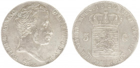 Koninkrijk NL Willem I (1815-1840) - 3 Gulden 1820 U (Sch. 242) - justeerspoortjes - PR+ / mooi exemplaar