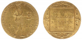 Koninkrijk NL Willem I (1815-1840) - Gouden Dukaat 1818 U mmt. brandende fakkel (Sch. 205) - lichte justeerspoortjes - UNC- / mooi exemplaar en zeldza...