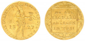 Koninkrijk NL Willem I (1815-1840) - Gouden Dukaat 1827 B (Sch. 228/RRR) - ZF/PR, oplage ca. 27.000 stuks, uiterst zeldzaam
