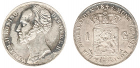 Koninkrijk NL Willem II (1840-1849) - 1 Gulden 1848 (Sch. 526) - vz opgewreven, PR