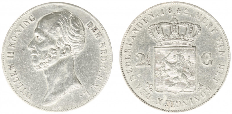 Koninkrijk NL Willem II (1840-1849) - 2½ Gulden 1842 (Sch. 507) - ZF, defect aan...