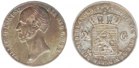 Koninkrijk NL Willem II (1840-1849) - 2½ Gulden 1845 mmt. lelie met parel op de band (Sch. 511) - ZF-