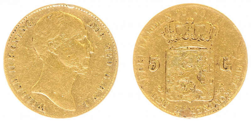 Koninkrijk NL Willem II (1840-1849) - 5 Gulden 1843 (Sch. 503/RR) - Goud - FR, d...