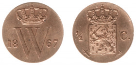 Koninkrijk NL Willem III (1849-1890) - ½ Cent 1867 (Sch. 716) - UNC-
