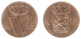 Koninkrijk NL Willem III (1849-1890) - ½ Cent 1867 (Sch. 716) - UNC-
