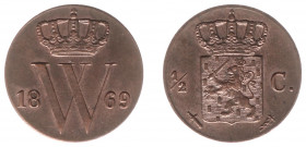Koninkrijk NL Willem III (1849-1890) - ½ Cent 1869 (Sch. 717) - PR/UNC