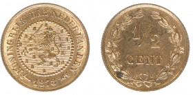 Koninkrijk NL Willem III (1849-1890) - ½ Cent 1878 (Sch. 724) - met gepolijste stempels geslagen - PROOF - schoongemaakt, hairlines