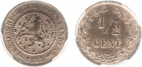 Koninkrijk NL Willem III (1849-1890) - ½ Cent 1885 (Sch. 727) - in slab PCGS MS64RB