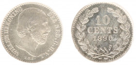 Koninkrijk NL Willem III (1849-1890) - 10 Cent 1890 (Sch. 665) in slab NGC MS66, zeer aantrekkelijk exemplaar en zeer zeldzaam in deze kwaliteit