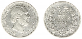Koninkrijk NL Willem III (1849-1890) - 25 Cent 1850 (Sch. 635/S) - div. bultjes in veld op vz en kz, FR/ZF, schaars
