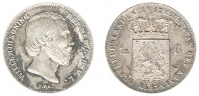Koninkrijk NL Willem III (1849-1890) - ½ Gulden 1857 (Sch. 624) - vz wat opgewreven, PR