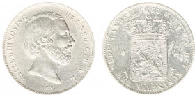 Koninkrijk NL Willem III (1849-1890) - ½ Gulden 1860 met laag geplaatste 0 (Sch. 627) - UNC-, iets corrosie op kz