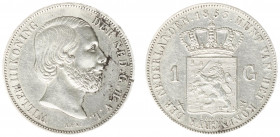 Koninkrijk NL Willem III (1849-1890) - 1 Gulden 1853 (Sch. 606/S) - ZF/PR, corrosie op voorzijde