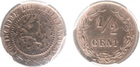 Koninkrijk NL Wilhelmina (1890-1948) - ½ Cent 1894 (Sch. 1000) - in PCGS slab MS63RB