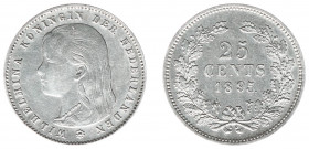 Koninkrijk NL Wilhelmina (1890-1948) - 25 Cent 1895 (Sch. 850) - ZF+