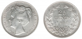 Koninkrijk NL Wilhelmina (1890-1948) - 25 Cent 1901 (Sch. 854bis) - PR+