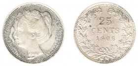 Koninkrijk NL Wilhelmina (1890-1948) - 25 Cent 1906 (Sch. 859) - PR